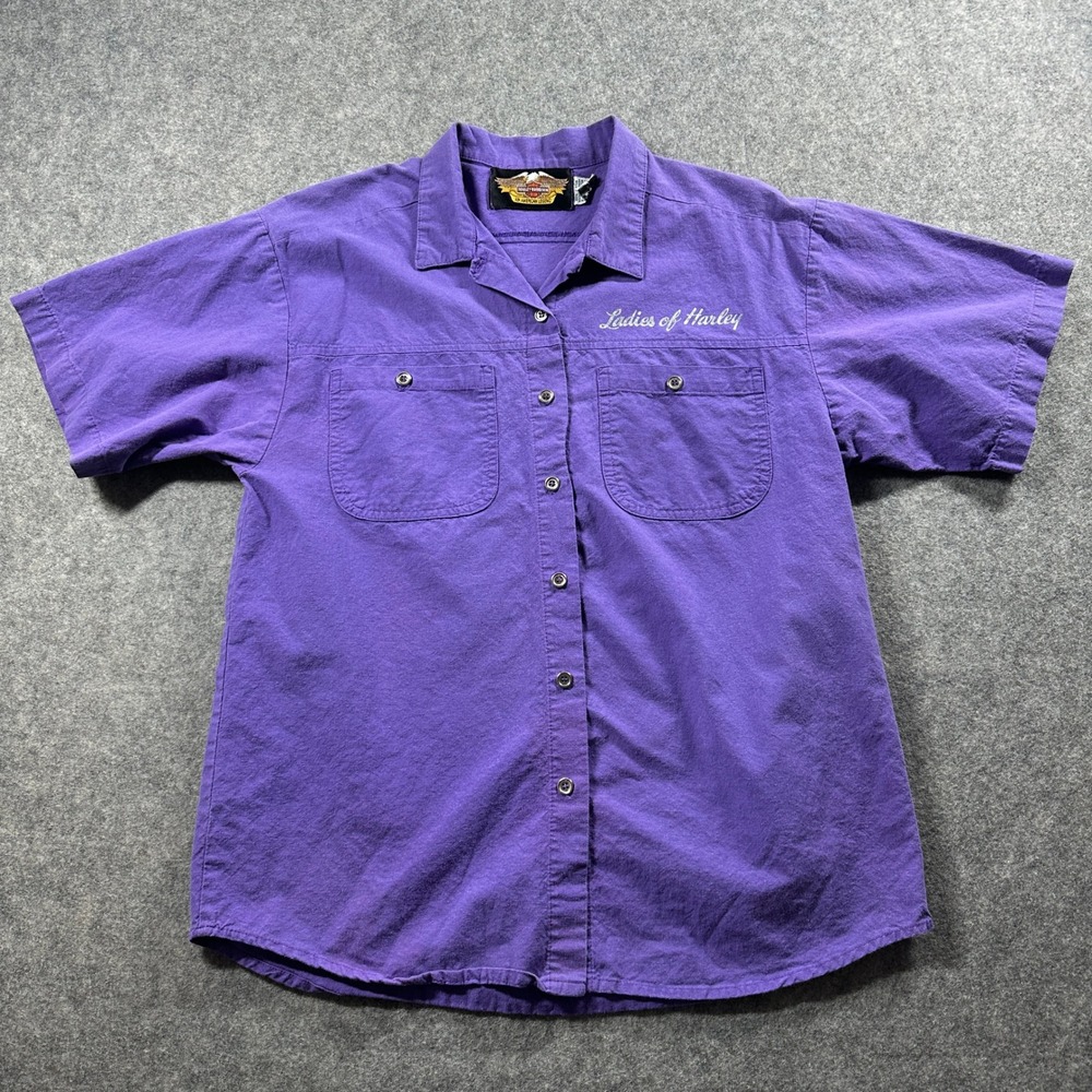 Harley-Davidson Button Up Shirt Women Small Purple Ladies of Harley Biker USA - Picture 3 of 9